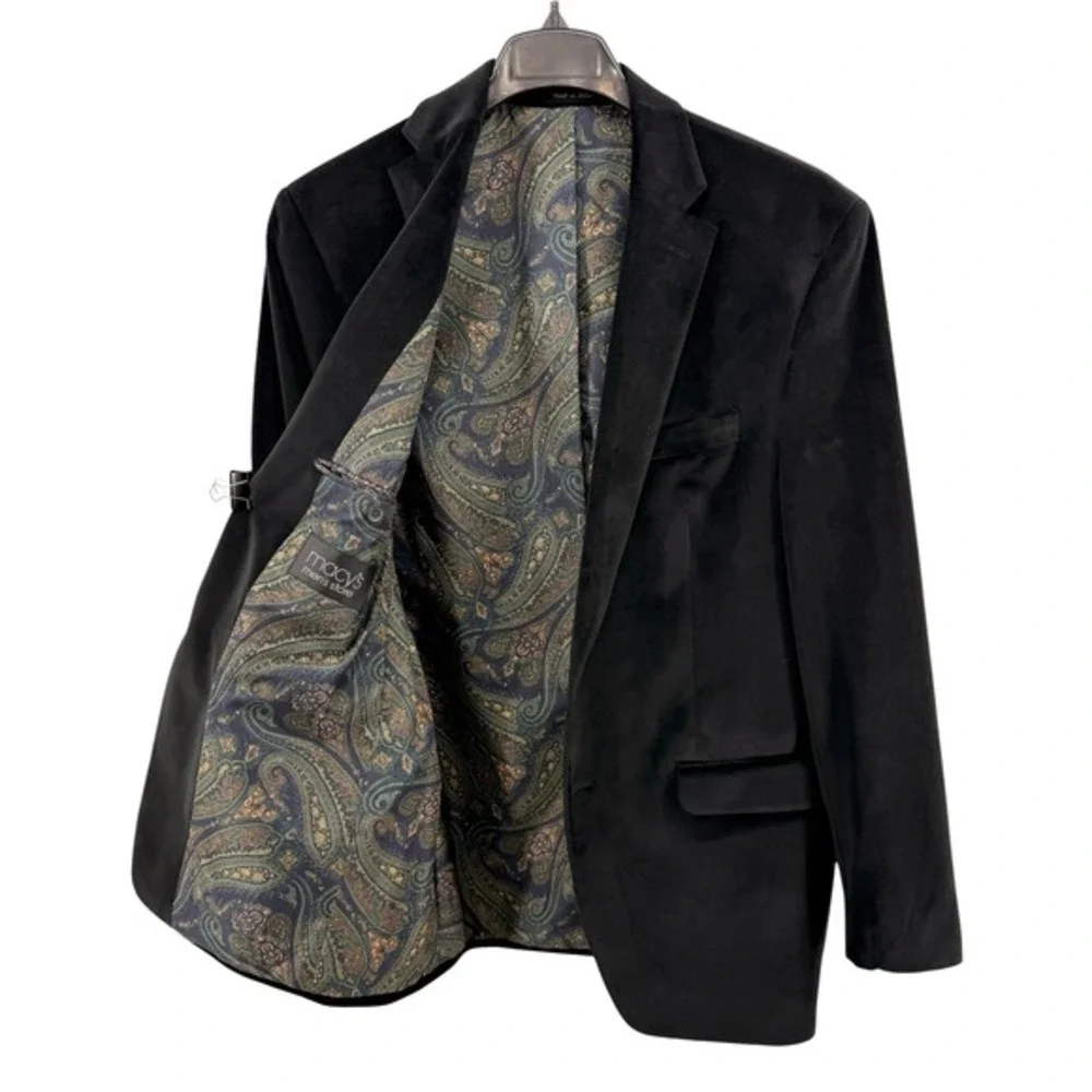 Lauren Ralph Lauren Blazer Mens‎ 40R Pre-Owned Sport Coat Black Velvet Paisley